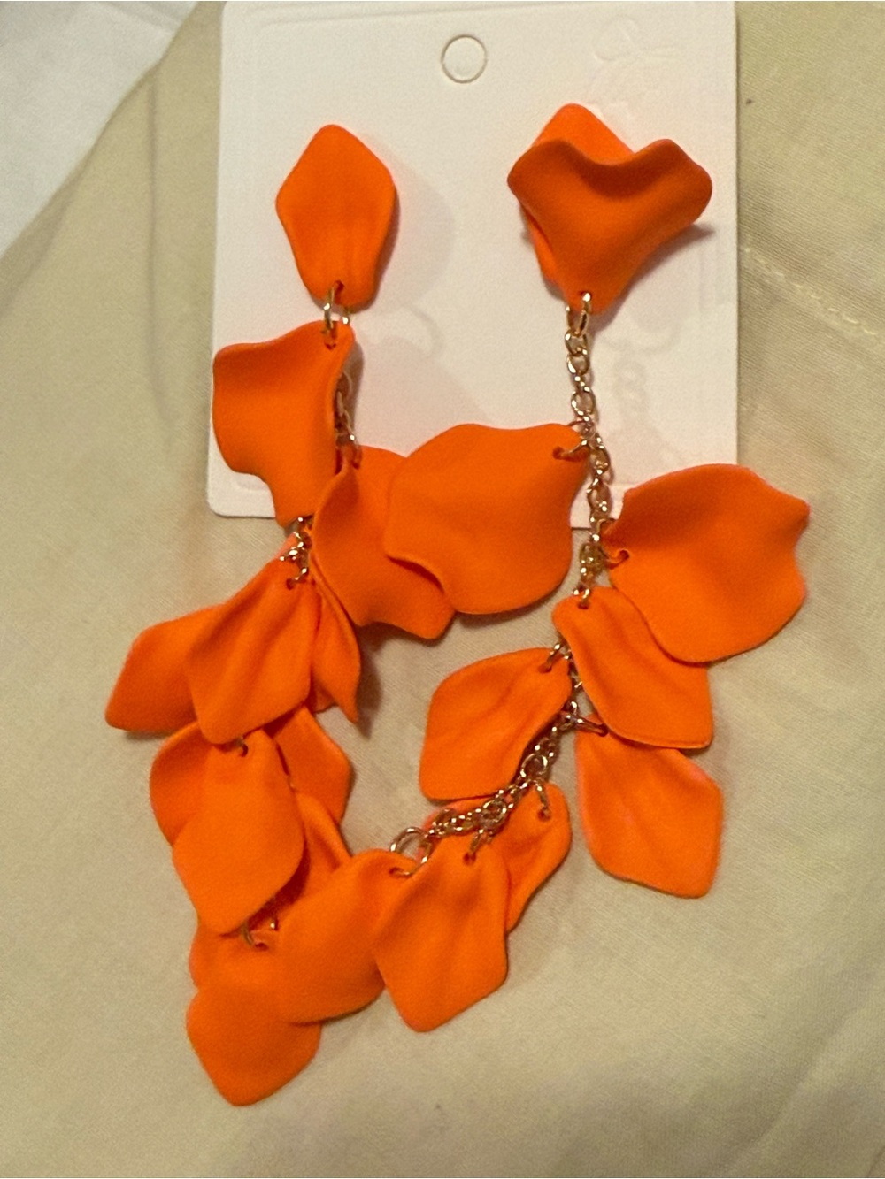 Vibrant Orange Petal Cascade Earrings - Women Jewelry